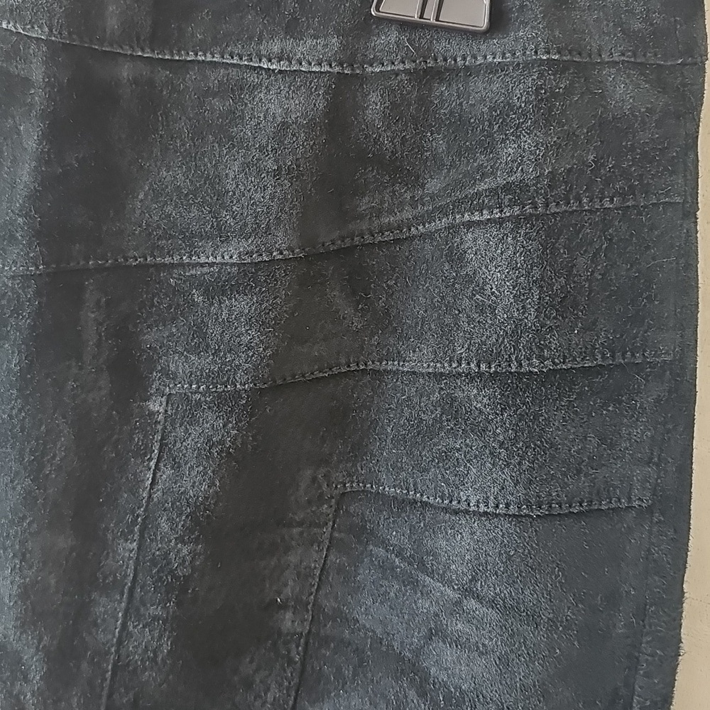 Alfani Black Suede Leather Skirt 10P - Picture 3 of 6